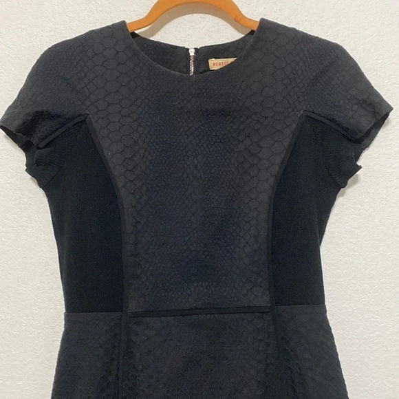 Rebecca Taylor Short Sleeve Snake Jacquard Fit and Flare Knit Dress Size 4 - Picture 4 of 8